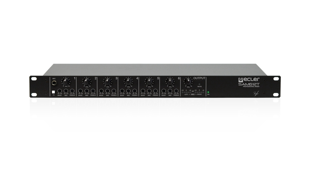 SAM612T 6x2 1U rack 3band EQ analogue mixer. Installation Preamps And Mixers.