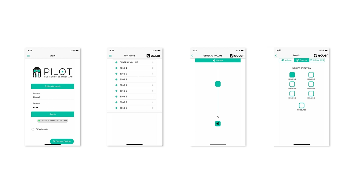 Ecler pilot: Ecler pilot | mobile application. Software.